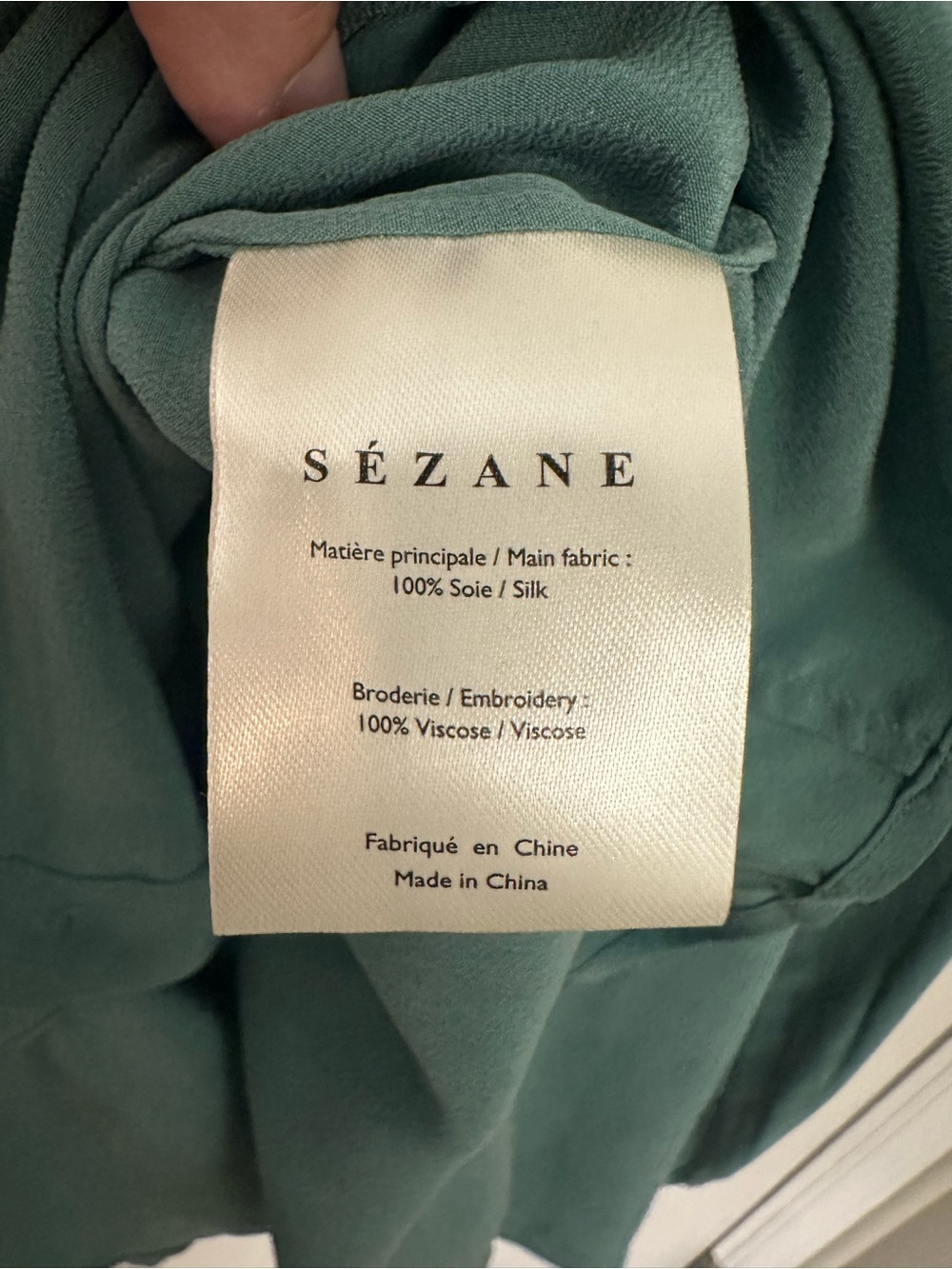 Sezane Chemise Chlo Silk Shirt Sage Green Size 8 - Picture 7 of 10